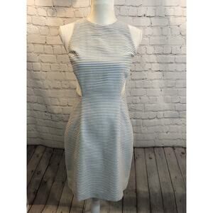 $335 Charlotte Ronson Blue Striped Dress Shear Fabric Side Keyholes